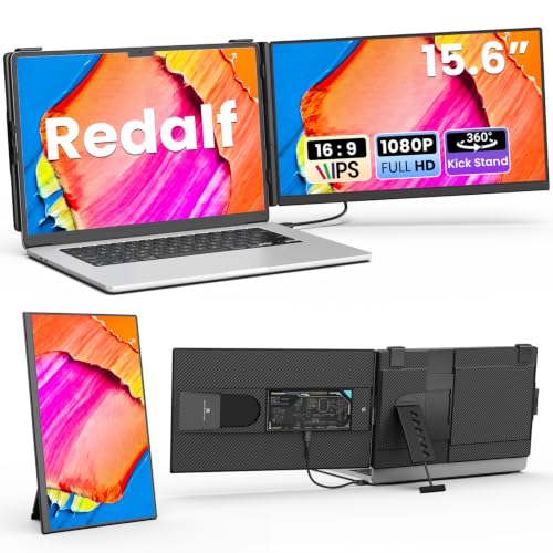 Laptop Screen Extender 15.6", Detachable 1080P FHD Portable Monitor for Laptop , Travel Dual Monitor with 360° Rotating Stand for 13-17" Laotop, Plug & Play Compatible with Mac/Windows/Android/Chrome - color: Matte Black