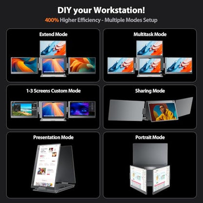 Laptop Screen Extender Monitor Portable, 15.6" Quad Portable Monitor X90G