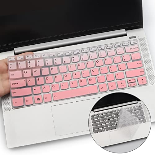 2 Pack Keyboard Cover for Ideapad 5 14", Flex 5 14", Yoga 5i 7i 9i 2-in-1 14", IdeaPad Slim 5i 7 14, Idepad S540 14 inch, ThinkBook 14 G2 G3 Gen & ThinkBook 14s G2 ITL - color: OPink+Clear