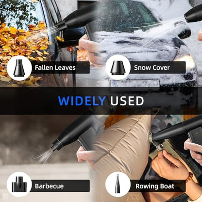 Electric Compressed Air Duster Vacuum Cleaner LED Light 180000 RPM | 5-Speed Handheld Mini Blower Storage Bag PC Cleaning Kit USB-C Rechargeable for Keyboard Home Outdoor Car BBQ Grill