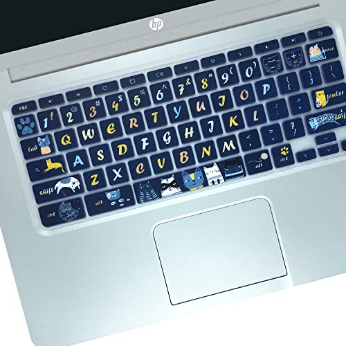Silicon Keyboard Cover Skin for HP Chromebook 11 x360 11.6", Chromebook 11 G2/G3/G4/G5/G6 EE/G7 EE 11.6’’, HP Chromebook 14-ca 14-ak 14-X Series,HP Chromebook 14 G2 G3 G4, Cat - color: Cat