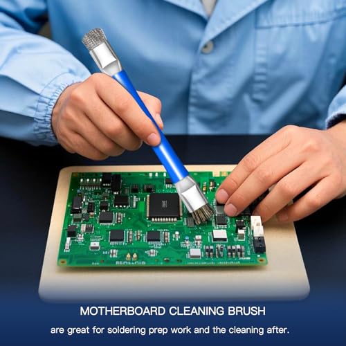 ESD Safe Anti-Static IC Cleaning Brush Tool -2Pcs Double Head Motherboard Hard Brush for IC Glue Removal,PCB Cleaning, Circuit Board Maintenance,Mobile Phone Repair - Blue - color: Blue