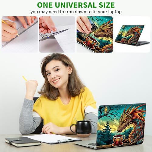 Laptop Skin Sticker Decal, Universal Protective Cover Fit 12 13 14 15.6 Inch Notebook, Reusable Water-Resistant Vinyl Decal w/ 2 Wrist Pads for Business Travel Office, Baby Dinosaur - color: Baby Dinosaur