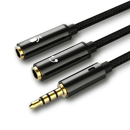Headphone Splitter 3.5mm Mic and Audio Y Splitter TRRS Headset Adapter Cable Compatible with PC, Laptop, Android, Windows.(Black) - color: Black