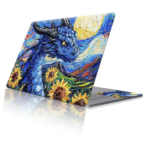 Reusable Universal Laptop Skin Sticker, Cut to Fit for 11.6–15.6 Inch Laptops, Waterproof Protective Film, No-Residue - Blue Dragon Oil Painting - color: Blue Dragon Oil Painting