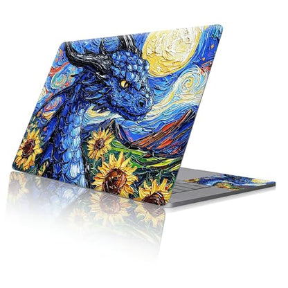 Reusable Universal Laptop Skin Sticker, Cut to Fit for 11.6–15.6 Inch Laptops, Waterproof Protective Film, No-Residue - Blue Dragon Oil Painting - color: Blue Dragon Oil Painting