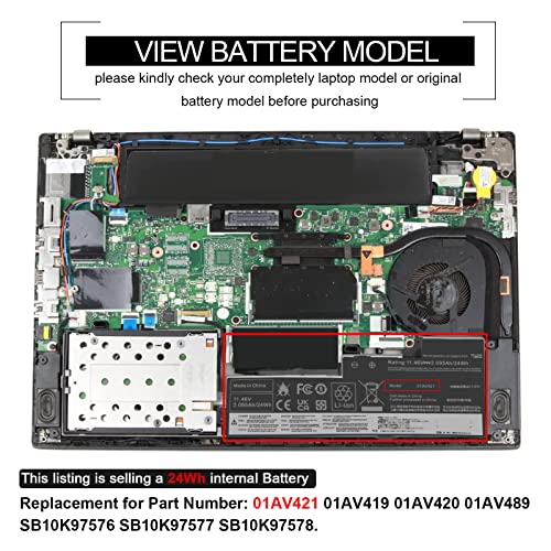 Fancy Buying 01AV421 01AV419 01AV420 01AV489 Laptop Battery Compatible with Lenovo ThinkPad T470 T480 T580 A475 A485 TP25 Series SB10K97577 SB10K97576 SB10K97578 - size: 7.05*2.72*0.24inch 01AV421