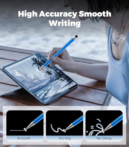 Kenkor Stylus(3pcs),2-in-1 Stylus Pen for Touch Screen, Stylus Pen for iPad | No Charging,Compatible with Apple(iPhone/iPad)/Nintendo Switch/Samsung/Google/Microsoft/Android Tablets Touch Screens Devices - color: Black+Blue+Silver