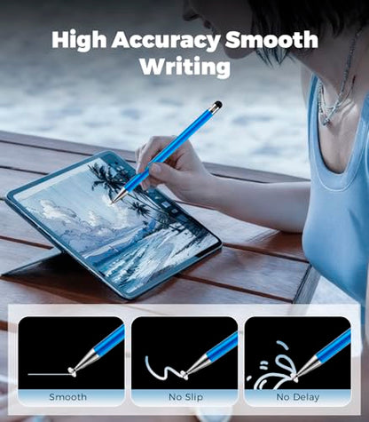 Kenkor Stylus(3pcs),2-in-1 Stylus Pen for Touch Screen, Stylus Pen for iPad | No Charging,Compatible with Apple(iPhone/iPad)/Nintendo Switch/Samsung/Google/Microsoft/Android Tablets Touch Screens Devices - color: Black+Blue+Silver