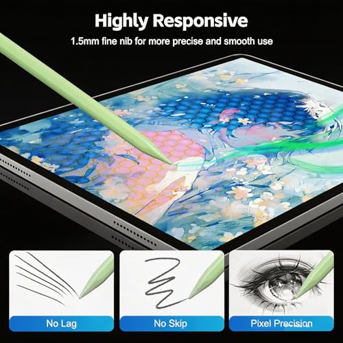 Stylus Pen for iPad 2026-2018 with 13mins Fast Charge,Tilt Sensitivity Palm Rejection Pencil for 11th (A16)/10/9/8/7/6 Gen, iPad Pro 11"/12.9"/M4/M5, iPad Air 3/4/5/M2/M3/M4 (Green) - color: green