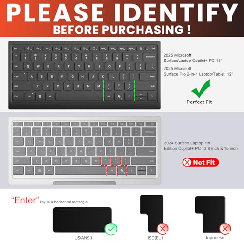 CaseBuy Premium Keyboard Cover for Microsoft Surface Laptop(2025) Copilot+ PC 13" Snapdragon X Plus, Surface Pro 2-in-1 Laptop/Tablet(2025) 12", Ultra Thin High Transparency TPU Keyboard Skin - size: Surface Laptop/Pro 2-in-1 13/12 inch (2025)