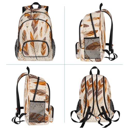 Bohemian Ethnic Feather Large Backpack for Women and Men Waterproof Travel Laptop Backpack Lightweight Business Work Daypack Fits 17 Inch Computer - color: Multicolor 3
