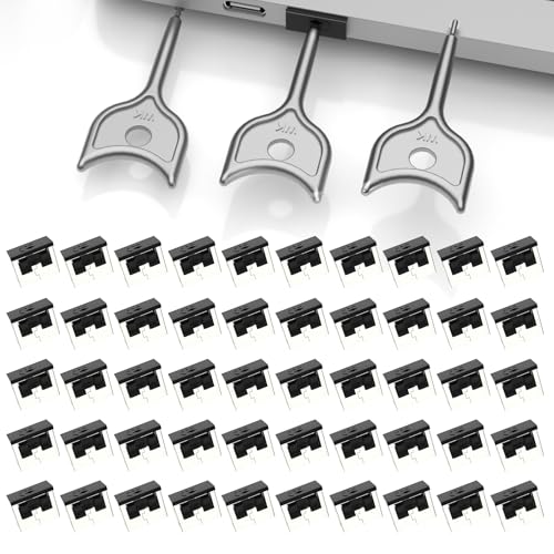 50-Pack USB Port Lock with 3 Key, Metal USB-A Port Blocker,Security Data Protection for PC Laptop, Anti-Theft USB Lock, Dust & Moisture Proof Type-A Connector Cover,Removable (Black - color: Black, size: 50+3