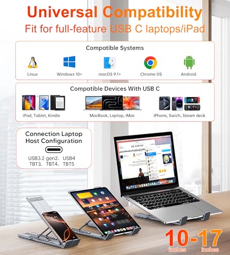 USB C Laptop Docking Station Stand, 8 in 1 Hub 4K HDMI, Dock Stand | Laptop Dock Stand with 4K@60Hz, 2*USB A 3.0, PD 100W, USB-C Data, SD&TF, Dock Station Compatible with Acer/Dell XPS/HP/Mac - style: M57 8 in 1