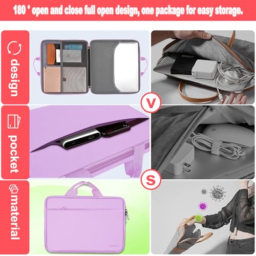 Hseok Laptop Case 13.3-14 inch Sleeve, TSA Computer Handbag Water-Resistant and Shockproof Bag Compatible with MacBook Pro/Neo 14", Mac Air/Pro 13.3" and 13"-14" Notebooks Chromebooks,Purple - color: Purple