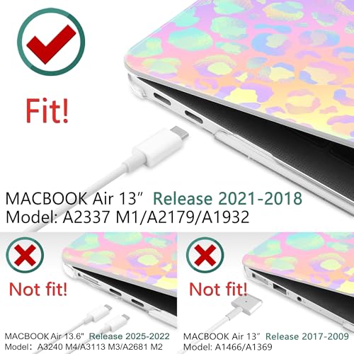DONGKE for MacBook Air 13 Inch Case 2021-2018, Compatible with A2337 M1 A2179 A1932 Support Retina Display & Touch ID, Hard Shell Plastic Cover with Keyboard Skin - Leopard Print - color: Leopard Print