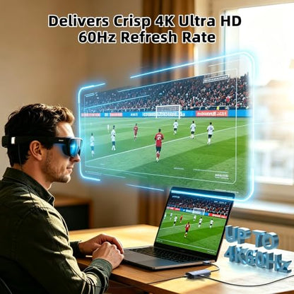 HDMI to USB C Adapter 4K@60Hz for AR Glasses, HDMI Male to USB C Female for XREAL One/Air 2 Pro, VITURE Pro, RayNeo Air 2s, Rokid Max, Switch 2/1, Steam Deck, PS5/4, Xbox, ROG Ally, Portable Monitor