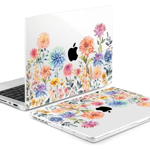TWOLSKOO Compatible with MacBook Pro 14 inch Case M5 2026 2025-2021 Release M4 M3 M2 M1 Pro/Max Chip, Plastic Hard Shell & Keyboard Cover & Screen Protector & Trackpad Film, Beautiful Flowers - color: Beautiful Flowers