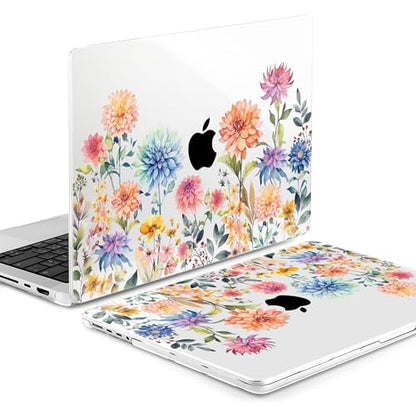 TWOLSKOO Compatible with MacBook Pro 14 inch Case M5 2026 2025-2021 Release M4 M3 M2 M1 Pro/Max Chip, Plastic Hard Shell & Keyboard Cover & Screen Protector & Trackpad Film, Beautiful Flowers - color: Beautiful Flowers