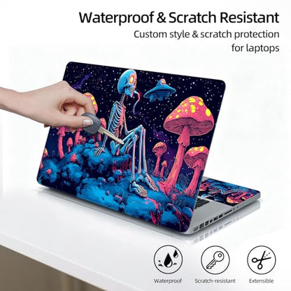 Universal Laptop Skin Sticker Decal, 12"-15.6" Aesthetic Vinyl Wrap, Skull in Magic Mushroom Space Waterproof Notebook Cover Art Protector for MacBook HP Dell Lenovo, Fits 13" 14" 15" 15.6" - color: Skull in Magic Mushroom Space