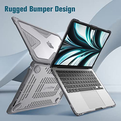 Fintie Case for MacBook Air 13.6 Inch A3449 A3240 A3113 A2681 (2022 2023 2024 2025 2026 Release) - Heavy Duty Rugged Hard Shell Case Cover for MacBook Air 13 Inch M2 M3 M4 M5 Chip, Gray - color: Gray