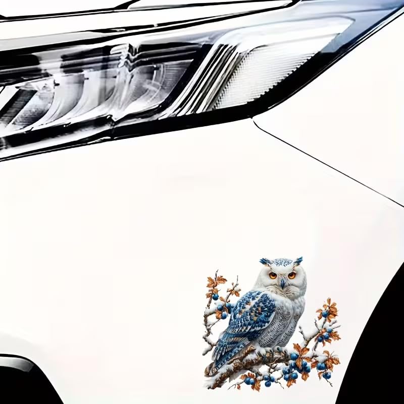 Owl on Branch PVC Vinyl Car Decals Stickers Waterproof Self-Adhesive Decals for Cars, Laptops, Trucks, Motorcycles Wall Window Luggage Scratch Cover Door Decor Sticker