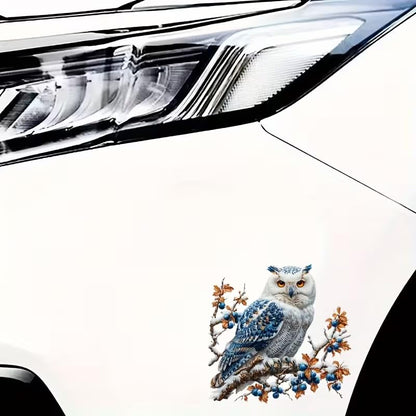Owl on Branch PVC Vinyl Car Decals Stickers Waterproof Self-Adhesive Decals for Cars, Laptops, Trucks, Motorcycles Wall Window Luggage Scratch Cover Door Decor Sticker