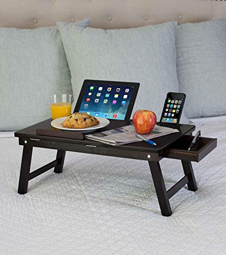 Sofia + Sam Multi Tasking Laptop Bed Tray | Lap Desk Supports Laptops Up to 18 Inches (Walnut)