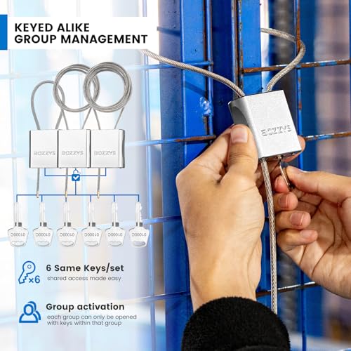 Cable Locks 3-Pack | Keyed Alike Adjustable Cable Lock｜(1.15ft,3.28ft,6.56ft)/Set with 6 Same Keys for Bikes, Gate, Lockers, Gun & Outdoor Gear | Weatherproof & Silver - color: silver | 3pack(1.15ft,3.28ft,6.56ft)/set-6 same keys | Dia 1/6in(4mm)