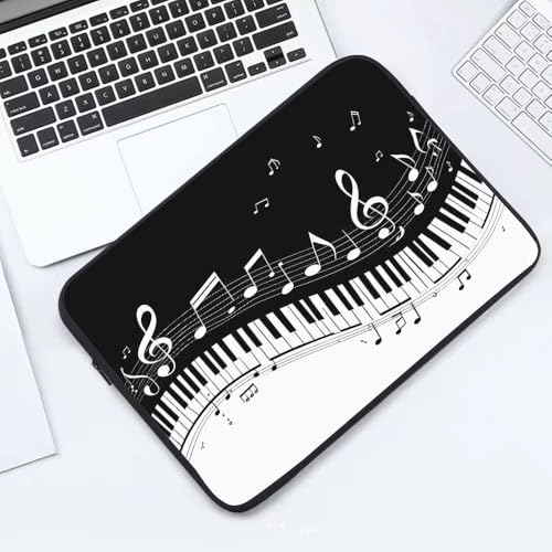 Laptop Sleeve Bag 15.4 15.6 Inch,Piano Keys with Musical Notes Black and White Protective Polyester Computer Cases Laptop Cover Briefcase Bag Tablet Travel Cover - color: LPS-018