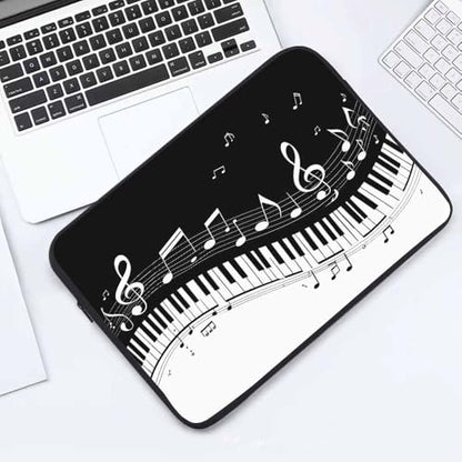 Laptop Sleeve Bag 15.4 15.6 Inch,Piano Keys with Musical Notes Black and White Protective Polyester Computer Cases Laptop Cover Briefcase Bag Tablet Travel Cover - color: LPS-018
