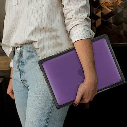 Batianda 4-in-1 Ultimate Case for MacBook Air 13 Inch 2018-2020, Purple | Fits M1/Intel Models A2337/A2179/A1932, Lightweight Slim Design, Carbon Fiber Side Texture, Matte Translucent Hard Shell - color: Purple