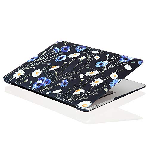 Case for MacBook Air 13 inch M1 A2337 A2179 A1932 2022-2018 Release, 3D Effect Matte Black See Through Hard Cover & Keyboard Cover Compatible Air 13.3 with Retina Display Touch ID, Floral - color: Black