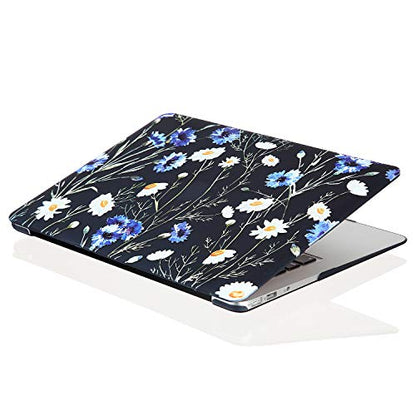 Case for MacBook Air 13 inch M1 A2337 A2179 A1932 2022-2018 Release, 3D Effect Matte Black See Through Hard Cover & Keyboard Cover Compatible Air 13.3 with Retina Display Touch ID, Floral - color: Black