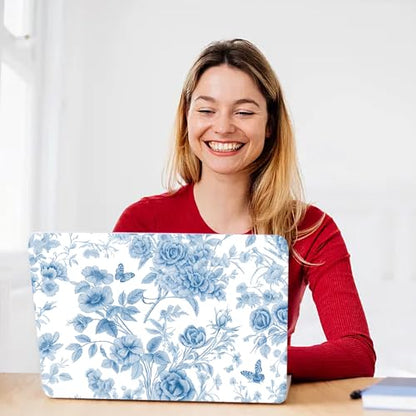 CREATCABIN Blue Flowers Laptop Skin Sticker Decal Netbook Skin Sticker Notebook Art Decal 12" 13" 13.3" 14" 15" 15.4" 15.6 Inch Laptop Protector Cover Waterproof Scratchproof Removable Easy to Apply - style: Blue flower