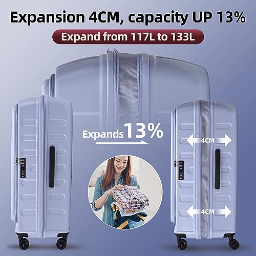 Kaleenie 2 PCS 20/29 Luggage Sets, 20” Cabin Luggage 29” Side Open Suitcase | 20 Inch with Front Pocket,29 Inch Checked Trunk Suitcase,Lightweight ABS+PC Hardshell,TSA Lock,HINOMOTO Wheels,Lilac Purple - color: Lilac Purple, size: 20/29 Set