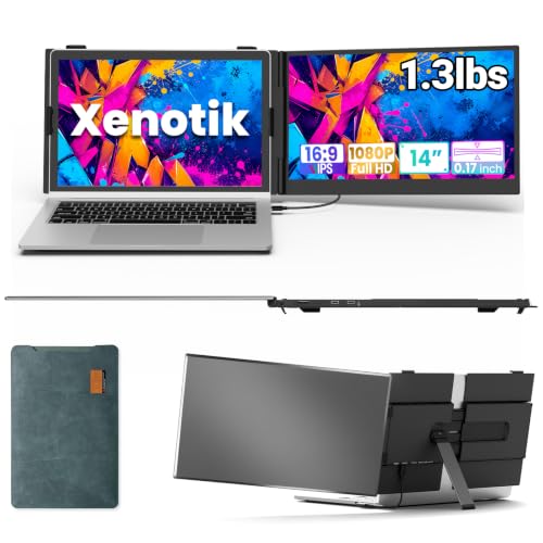 14" Ultra-Slim Laptop Screen Extender, 1080P FHD 1.3lbs Lightweight Portable Monitor for Laptop, Travel Dual Monitor Fit 13"-17.3" Laptop, Plug and Play Compatible with Windows/Mac/Android/Chrome - color: Charcoal