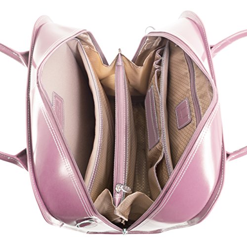 McKleinUSA, W Series, LA Grange, Top Grain Cowhide Leather, 15" Leather Vertical Patented Detachable -Wheeled Ladies' Laptop Briefcase, Pink (96499), 14.4 x 8.75 x 18.5 inches - color: Pink, size: 14.4"x8.75"x18.5"