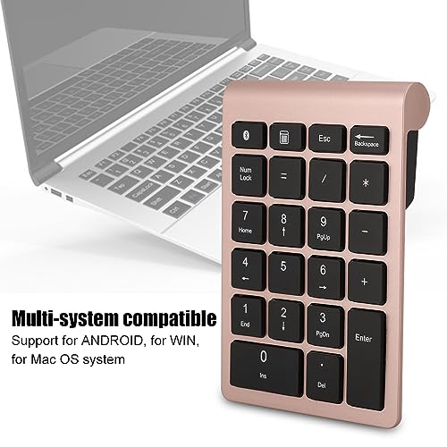 Wireless Number Pad Rose Gold Ultra Thin Numeric Keypad Fast Rebound Speed Mini Keyboard Portable 5.0 Bluetooth for Laptop PC Computer