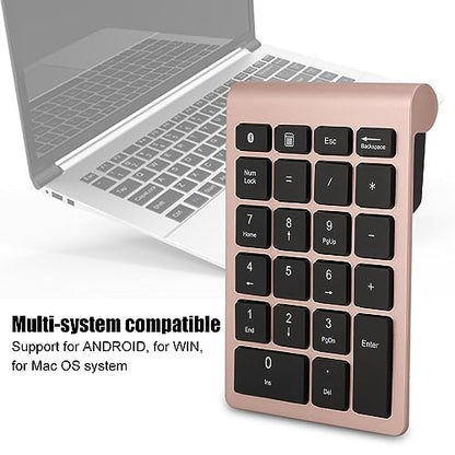Wireless Number Pad Rose Gold Ultra Thin Numeric Keypad Fast Rebound Speed Mini Keyboard Portable 5.0 Bluetooth for Laptop PC Computer