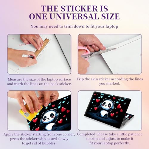 Laptop Skin Sticker Laptop Cover for 12" 13" 13.3" 14" Laptop Stickers,Reusable Skin Sticker Cover Personalized Art Waterproof & Scratch-Resistant Protector Case,Panda Wearing Headphones - color: Panda Wearing Headphones