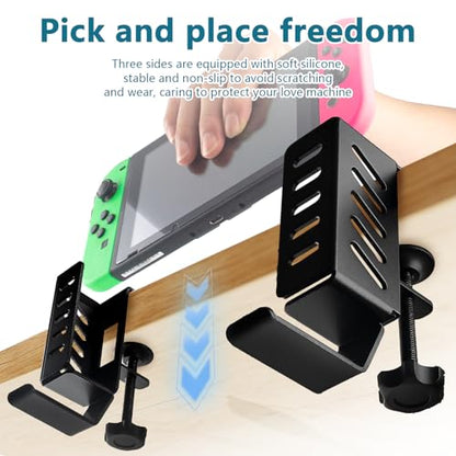Desk Laptop Stand,No-Drill Desktop Mount,Hanging Holder for Desk - Clamp Storage for Laptops/Book/Keyboards/Headphone/Backpack Black