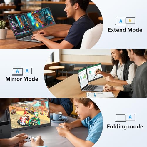 APILDELLA 14'' Dual Laptop Screen Extender, 1080P FHD Laptop Extended Monitor Portable with Speaker, Plug-Play Second Monitor for 13-16'' Laptops, Work with Mac, Window, Chrome - size: 14 inch, style: Dual-Upgrade