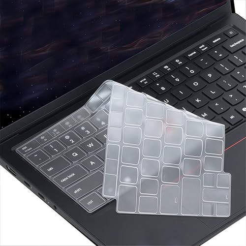 Silicone Keyboard Cover Compatible for 2026 Lenovo ThinkPad X1 Carbon Gen 14 Aura & ThinkPad X1 2-in-1 Gen 11 Aura 14” Laptop (Not for X1 Carbon Gen 13/12/11/10/9, ThinkPad X1 2-in-1 Gen 10/9) (Clear) - color: Clear