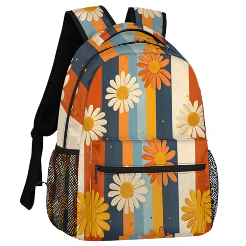 Daisy Floral Flowers Backpack for Women Men Shoulder Computer Laptop Adults Backpack Boho Sports Hiking Gym Workout Travel Casual Daypack - color: Multicolor 16