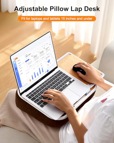 Lap Desk with Storage Cushion Washable with Magnetic Mouse Pad | Multi-Functional Lap Desk for Home Office Couch Bed With Scented Cotton Pads -Fits Up to 15 Inch Laptop