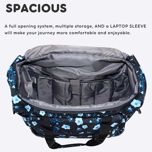 J World Donna Rolling Tote Bag on Wheels for Women. Roller Laptop Briefcase. Overnight Weekender Teachers Work, Night Bloom - color: Night Bloom