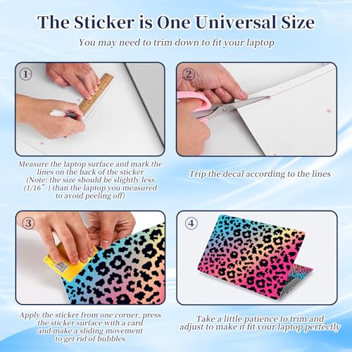 Universal Laptop Protective Skin,Trim-to-Fit Vinyl Sticker for 13–16 Inch Laptop,MacBook,Tablet & Notebook,Scratch-Proof Waterproof Cover,Blue Pink Leopard - color: Blue Pink Leopard