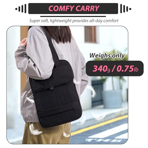 15.6 Inch Puffy Laptop Sleeve with Handle for Women Men, Black | Compatible with Macbook Pro/Air/Neo Laptops, Laptop Case with Luggage Strap, Vertical Quilted Shoulder Bag for Travel Work - color: Black