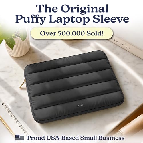 Vandel The Original Puffy Laptop Sleeve Case, 13-14 inch Laptop Sleeve Bag | Compatible with MacBook Air/Pro 13/Pro 14/iPad Pro 12.9, HP Dell ASUS Computer Case Bag Cover, Stylish Aesthetic Design - color: e. Black, size: 13-14 Inch